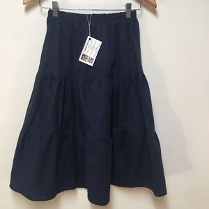 Skirt ORGANIC Girls 10/12 Midi Navy Blue Ruffle Tiered Cotton Mom and Pop's Kids